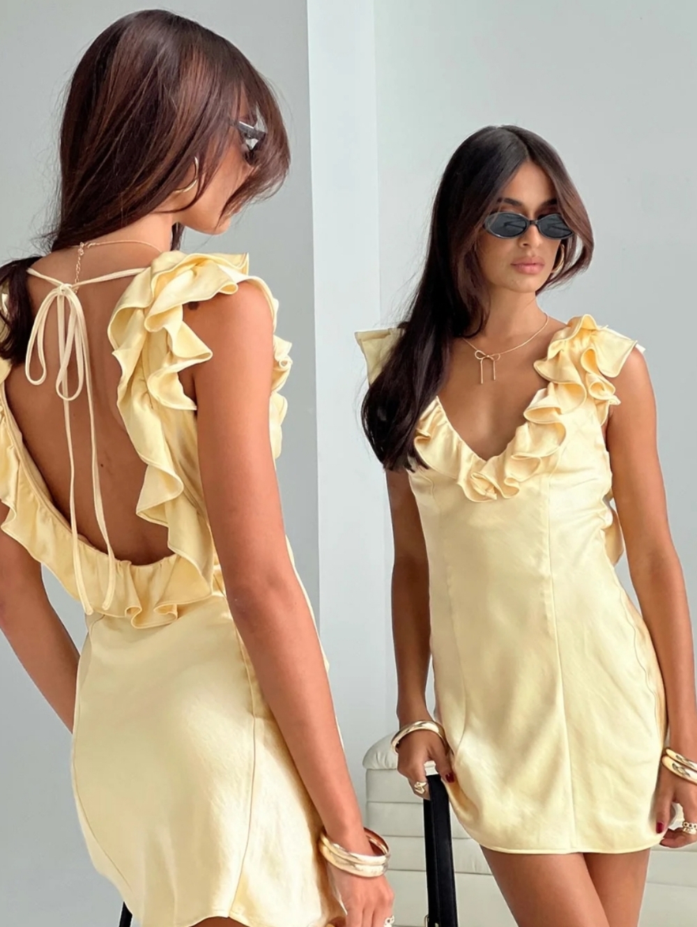 Princess Polly Butacup Frill Mini Dress Yellow 0